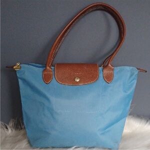 Longchamp Authentic Le Pliage Blue Nylon Tote